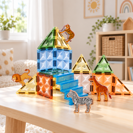 19-Piece Safari Magnetic Building Blocks Set