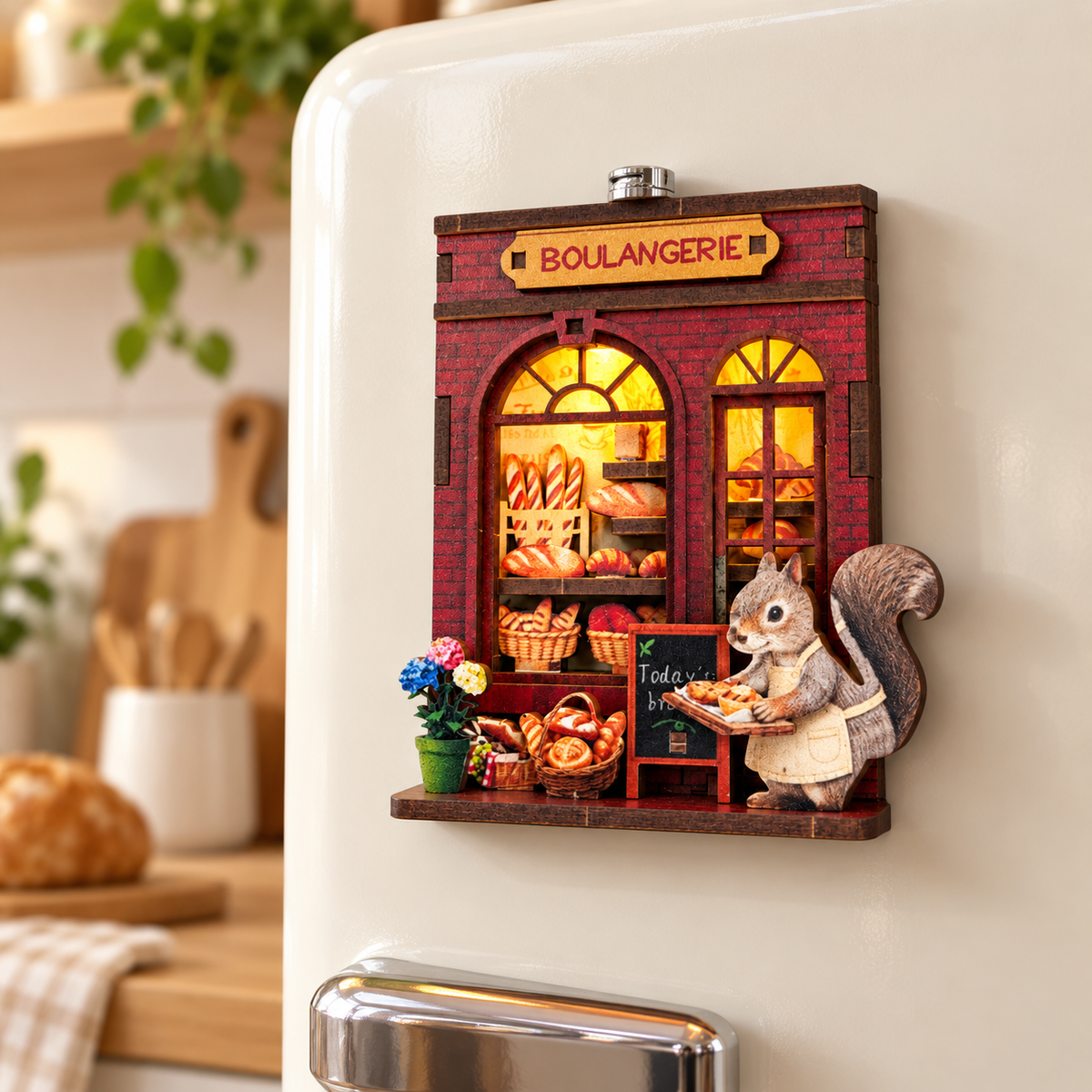DIY Light-Up Squirrel Bakery Fridge Magnet Kit