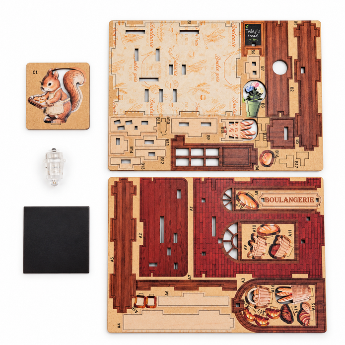 DIY Light-Up Squirrel Bakery Fridge Magnet Kit