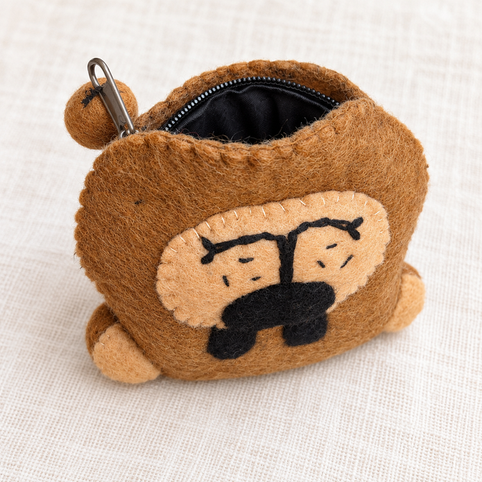 Felt Brown Bear Coin Purse