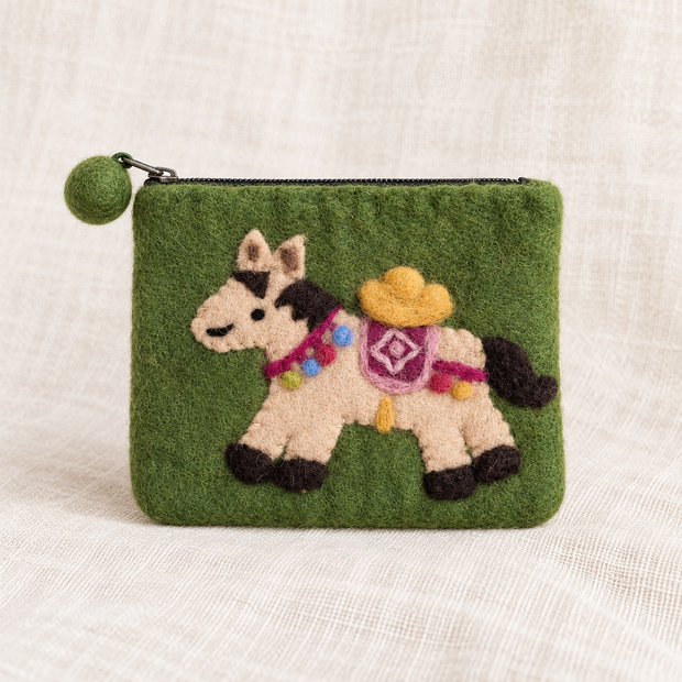 Cowboy pony felt coin purse front view
