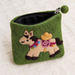 Open cowboy pony felt coin purse showing black lining