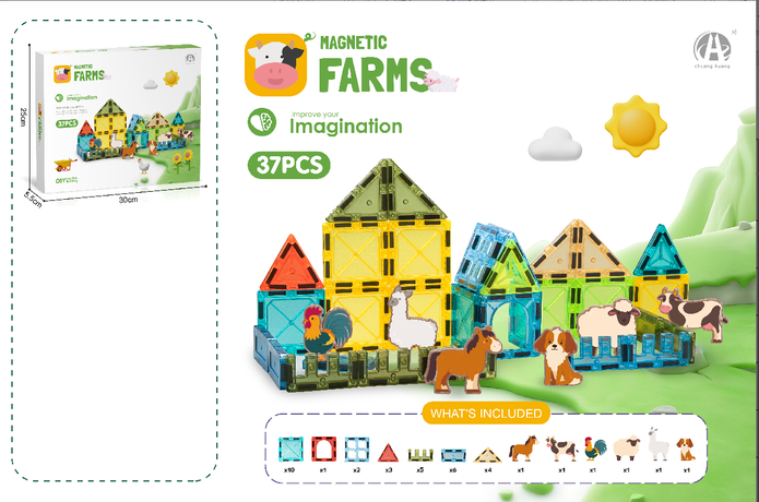 37-Piece Magnetic Farm Building Set
