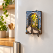 Light-up cat window magnet displayed on a refrigerator
