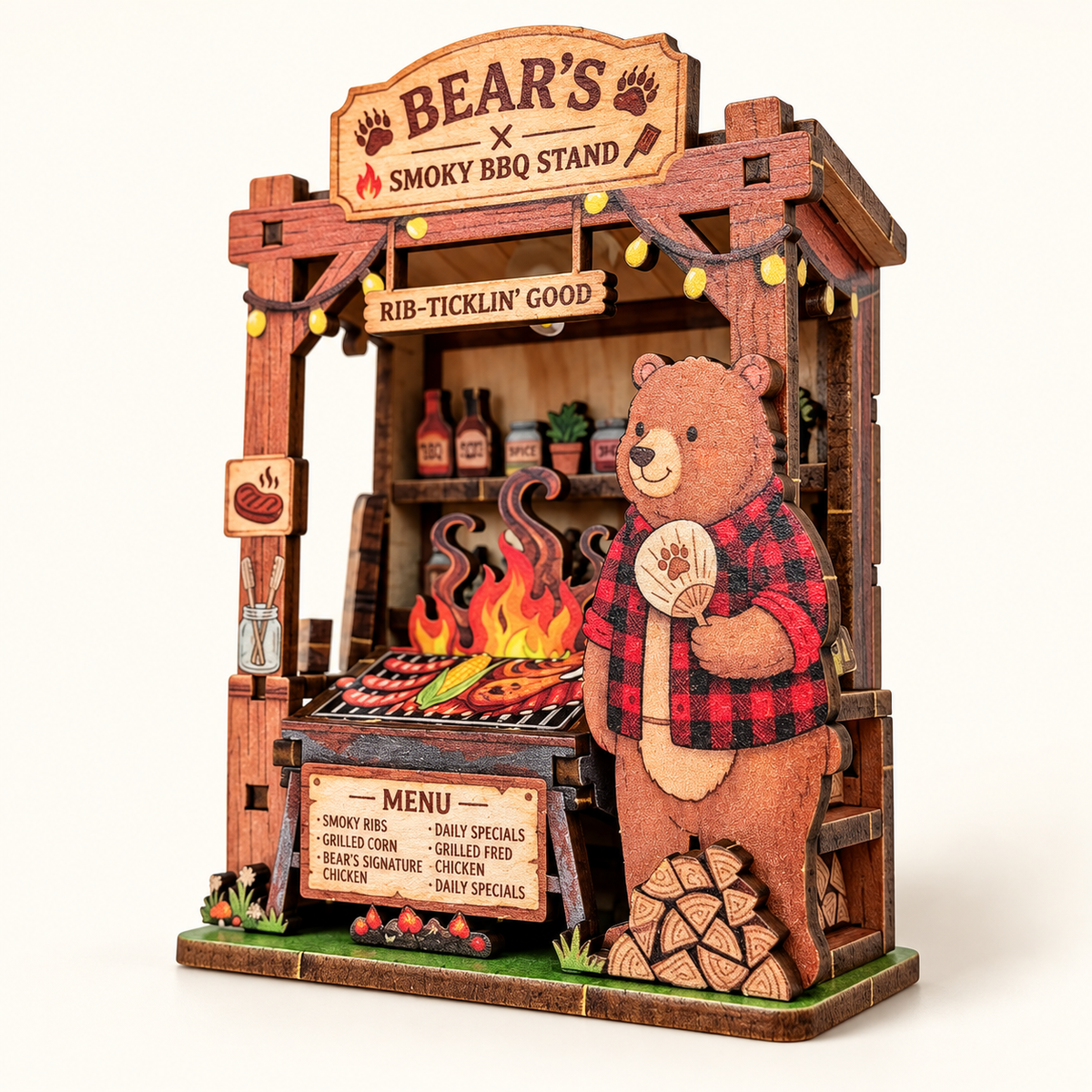 DIY Light-Up Bear's Smoky BBQ Stand Fridge Magnet Kit