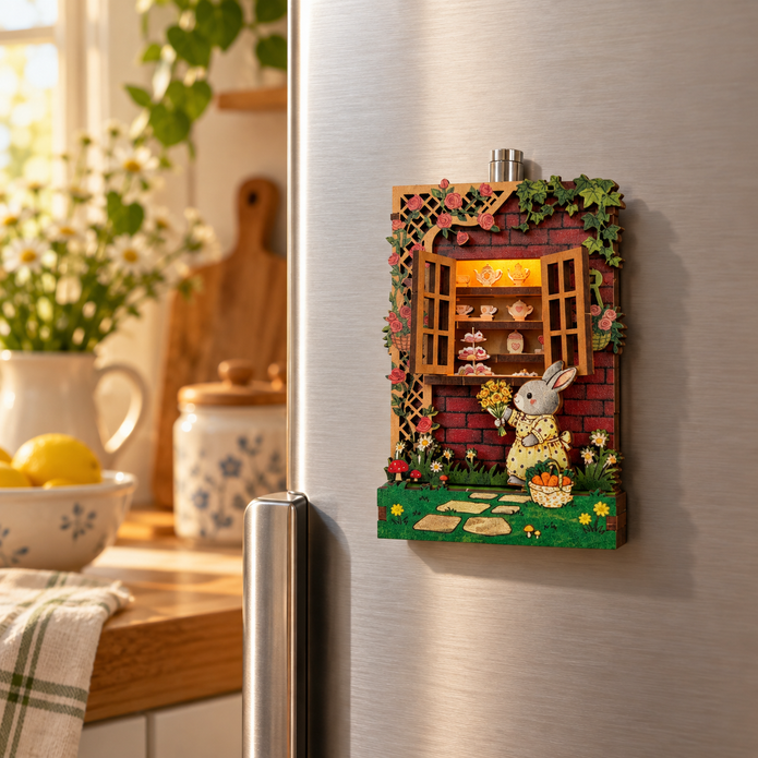 DIY Light-Up Bunny Garden Window Fridge Magnet Kit