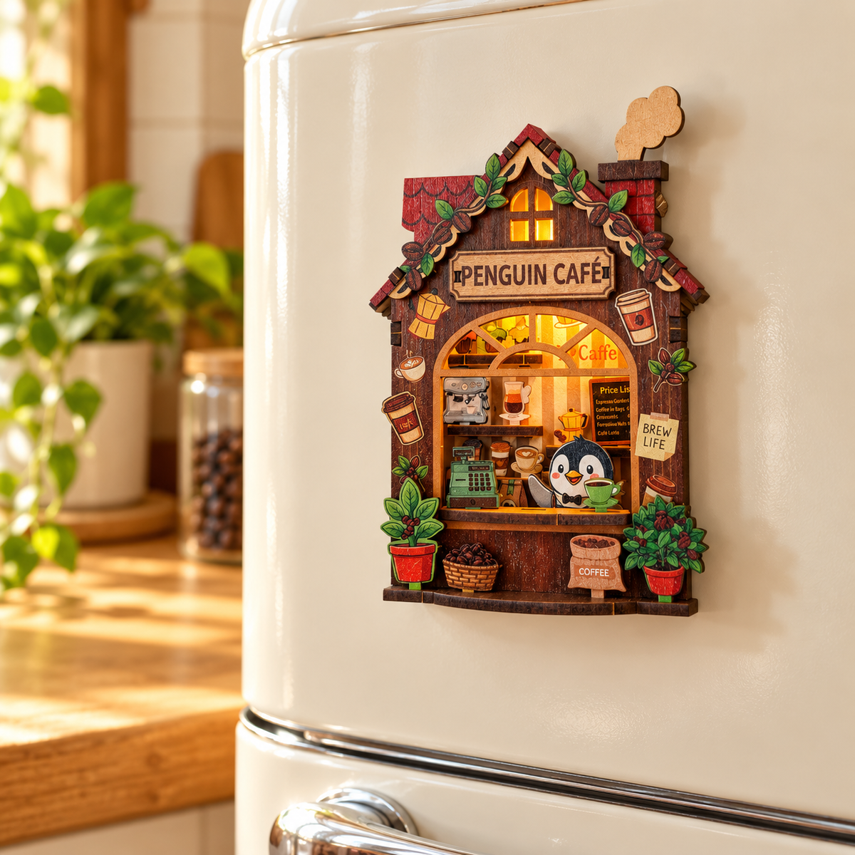 DIY Light-Up Penguin Café Fridge Magnet Kit