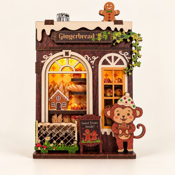 DIY Light-Up Gingerbread Bakery Fridge Magnet Kit