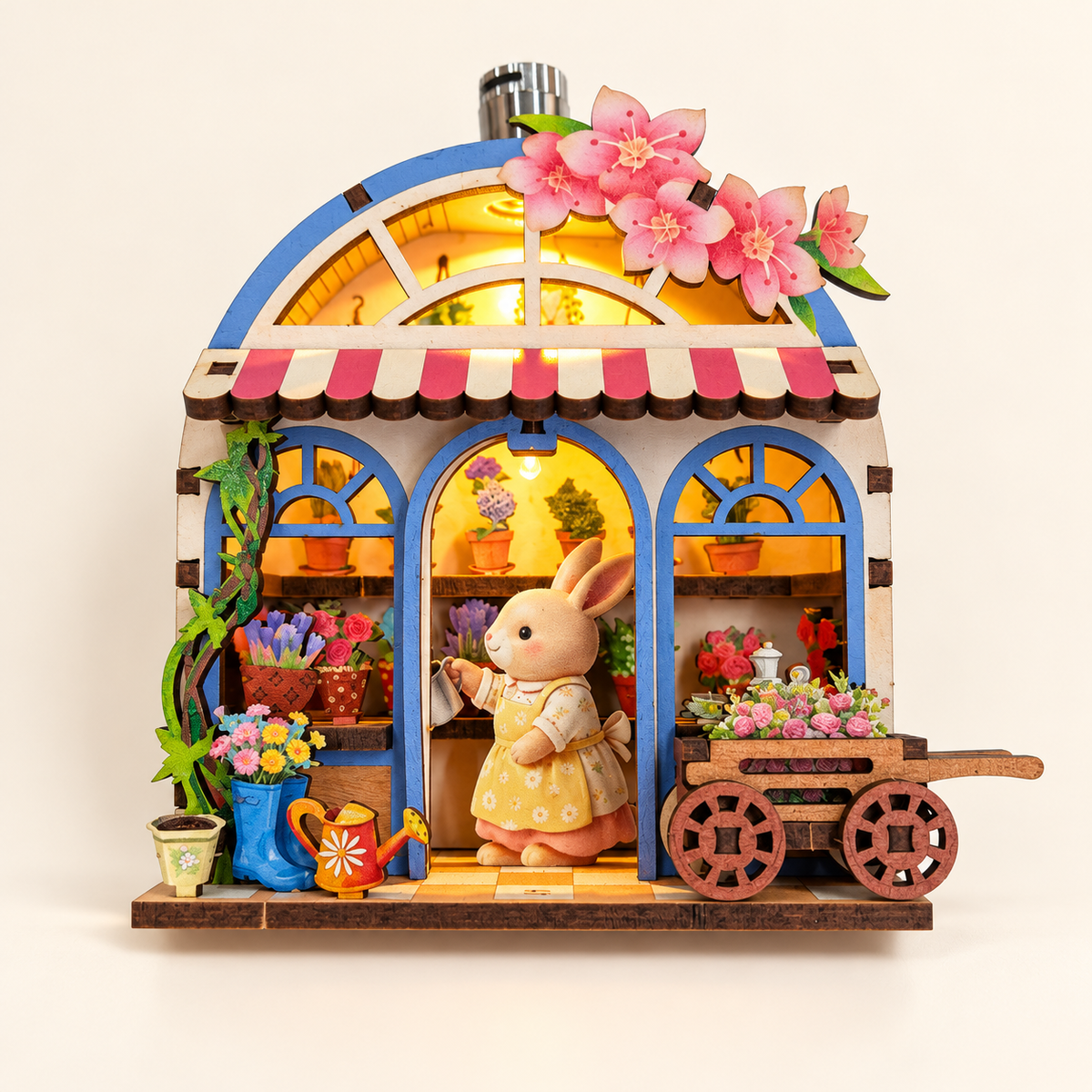 DIY Light-Up Rabbit Flower Shop Fridge Magnet Kit