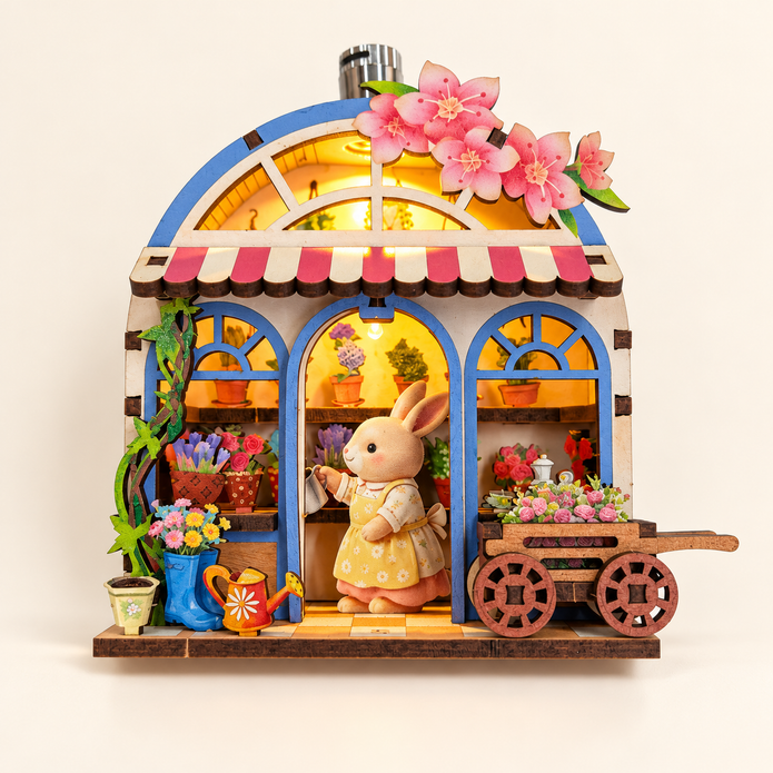 DIY Light-Up Rabbit Flower Shop Fridge Magnet Kit