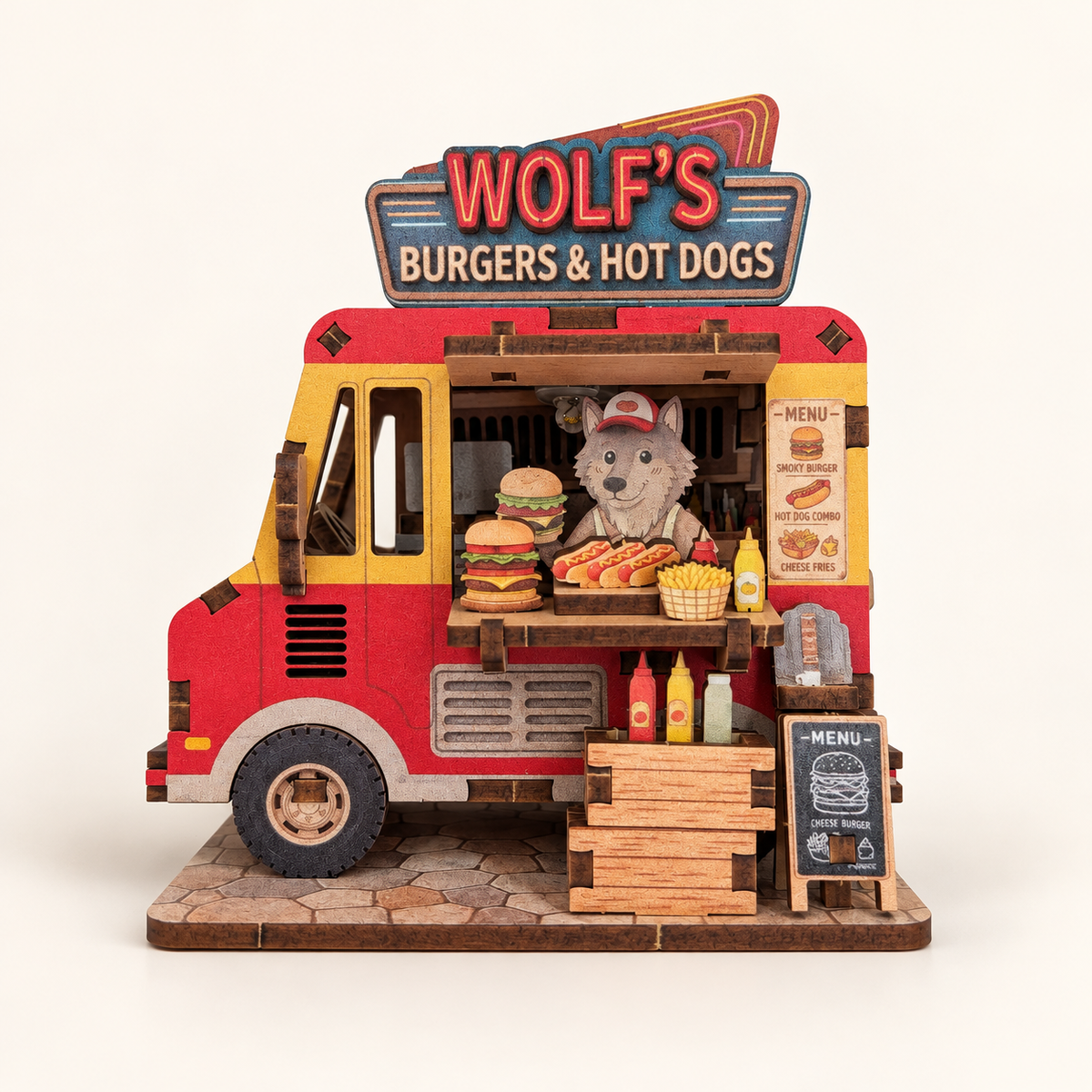DIY Light-Up Wolf Burger Food Truck Fridge Magnet Kit