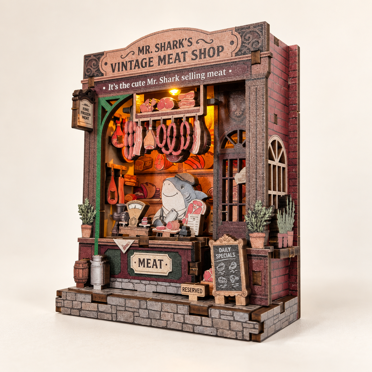 DIY Light-Up Mr. Shark's Vintage Meat Shop Fridge Magnet Kit