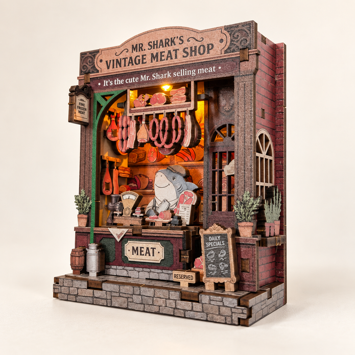 DIY Light-Up Mr. Shark's Vintage Meat Shop Fridge Magnet Kit