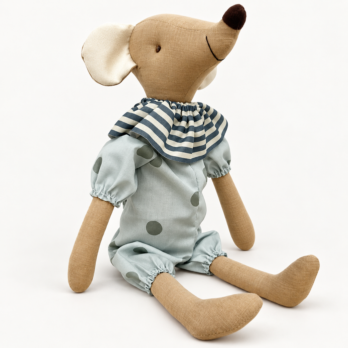 Handmade Linen Mouse Soft Toy – 38 cm