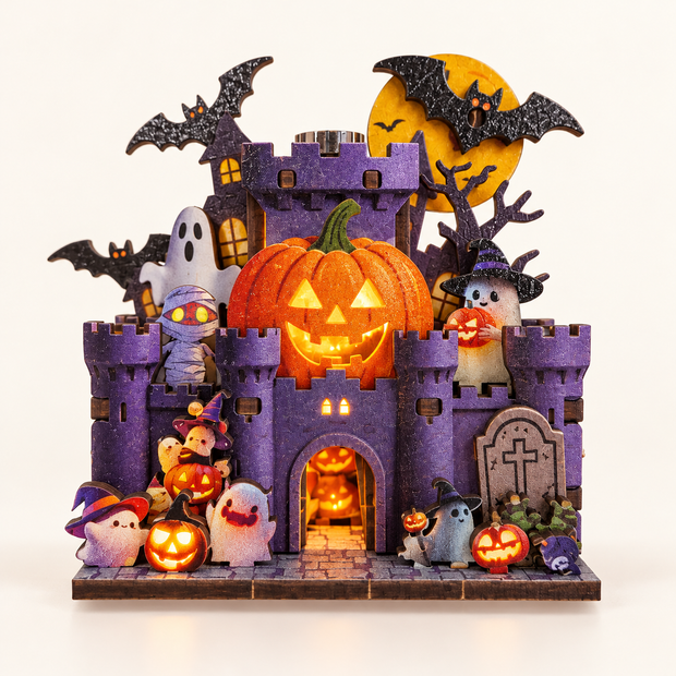 DIY Light-Up Halloween Haunted Castle Fridge Magnet Kit