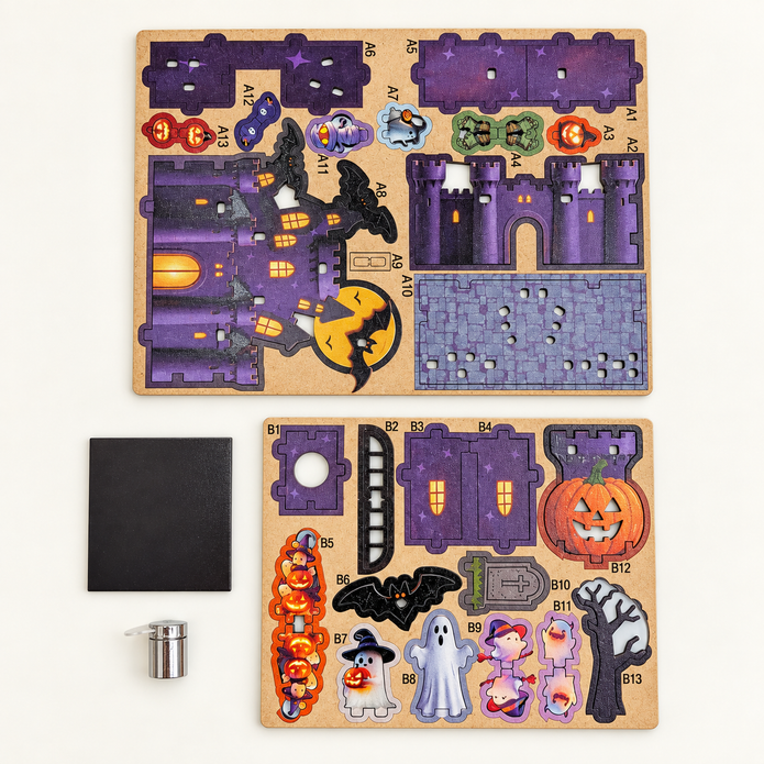DIY Light-Up Halloween Haunted Castle Fridge Magnet Kit