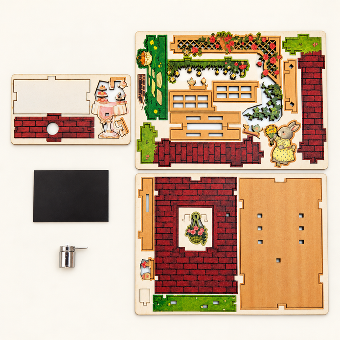 DIY Light-Up Bunny Garden Window Fridge Magnet Kit
