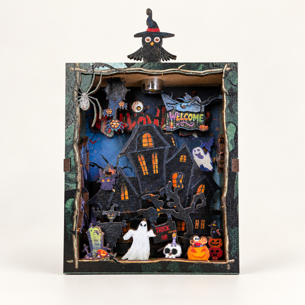 DIY Light-Up Halloween Haunted House Fridge Magnet Kit