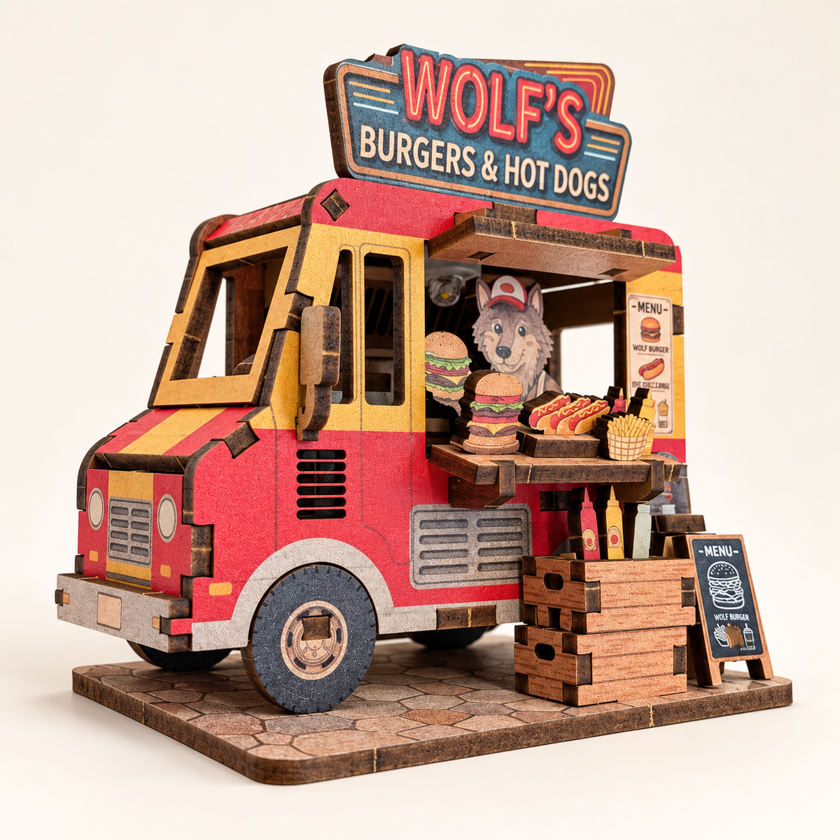 DIY Light-Up Wolf Burger Food Truck Fridge Magnet Kit