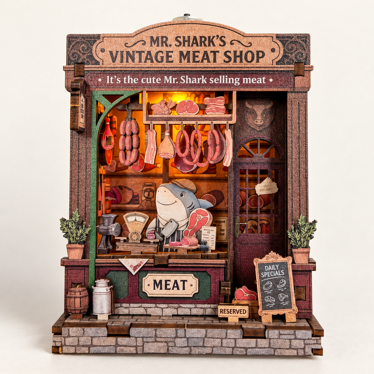 DIY Light-Up Mr. Shark's Vintage Meat Shop Fridge Magnet Kit