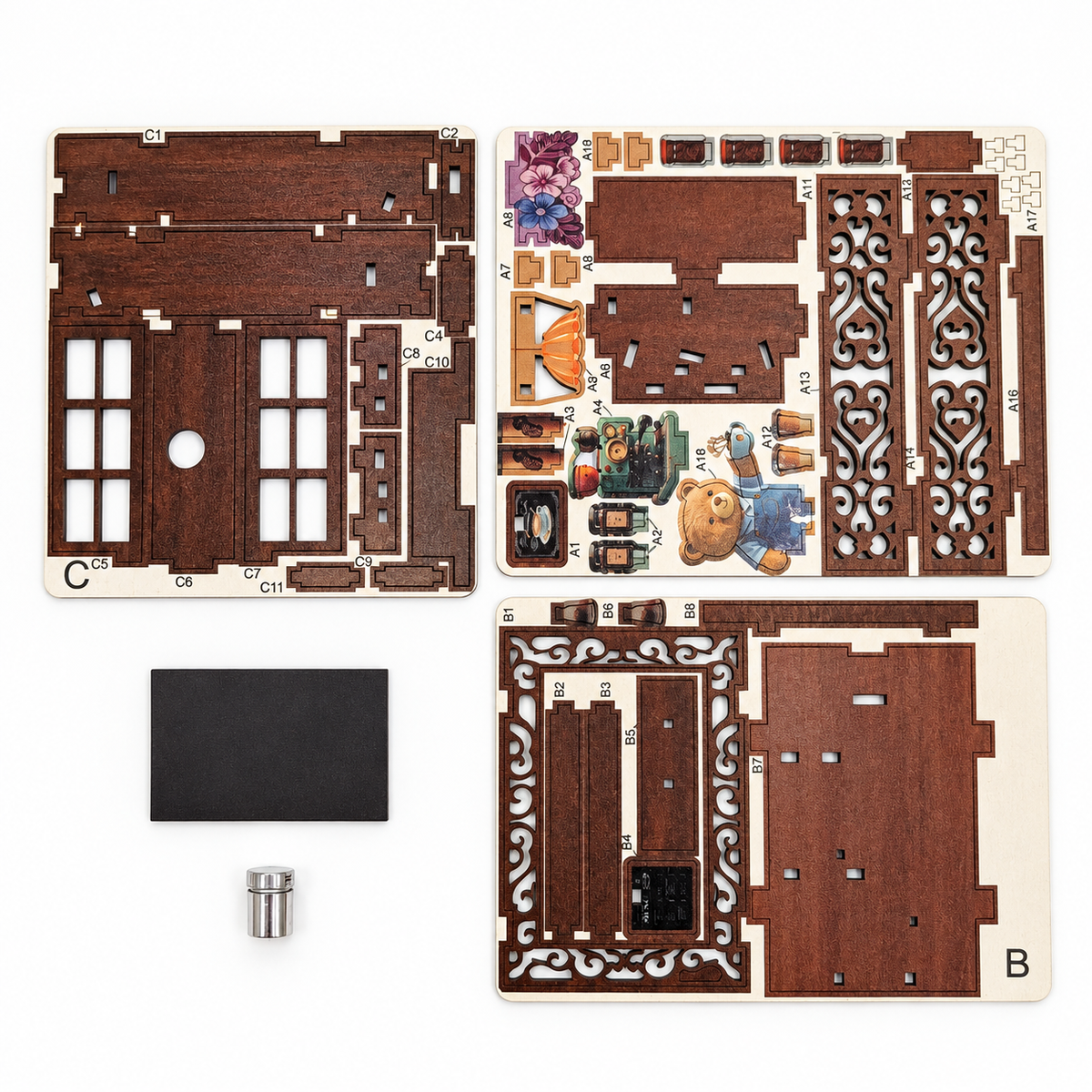 DIY Light-Up Teddy Bear Café Window Fridge Magnet Kit