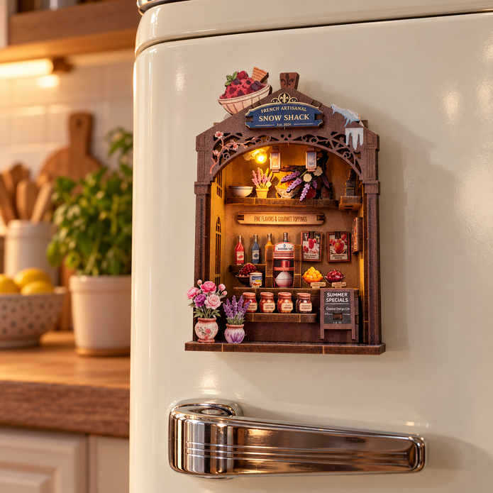 DIY Light-Up French Snow Shack Fridge Magnet Kit