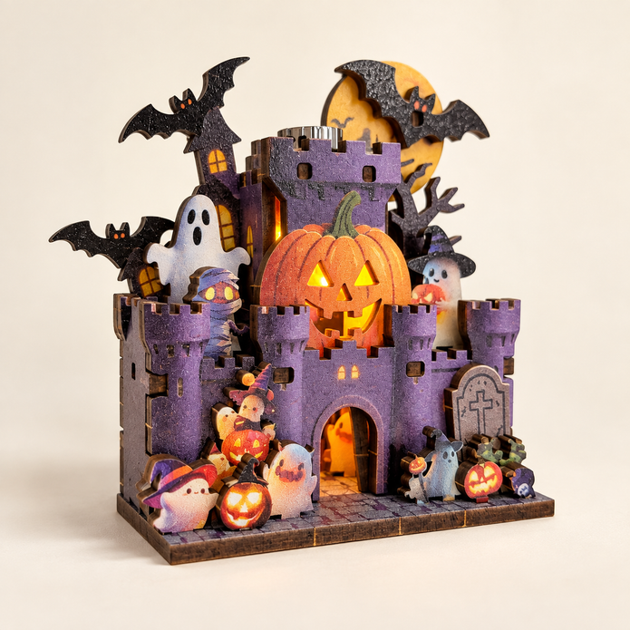 DIY Light-Up Halloween Haunted Castle Fridge Magnet Kit