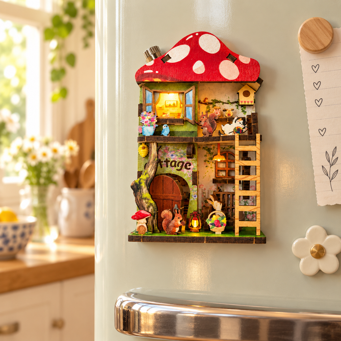 DIY Light-Up Mushroom Cottage Fridge Magnet Kit