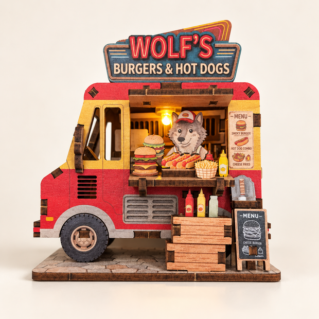 DIY Light-Up Wolf Burger Food Truck Fridge Magnet Kit