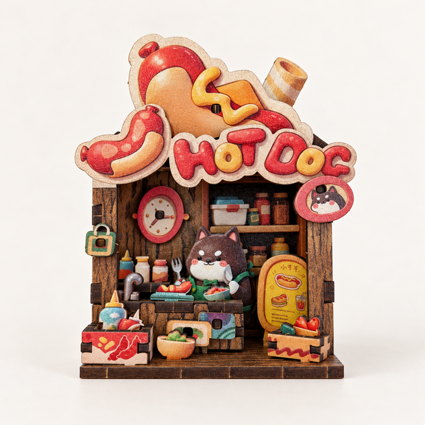 DIY Light-Up Cat Hot Dog Stand Fridge Magnet Kit
