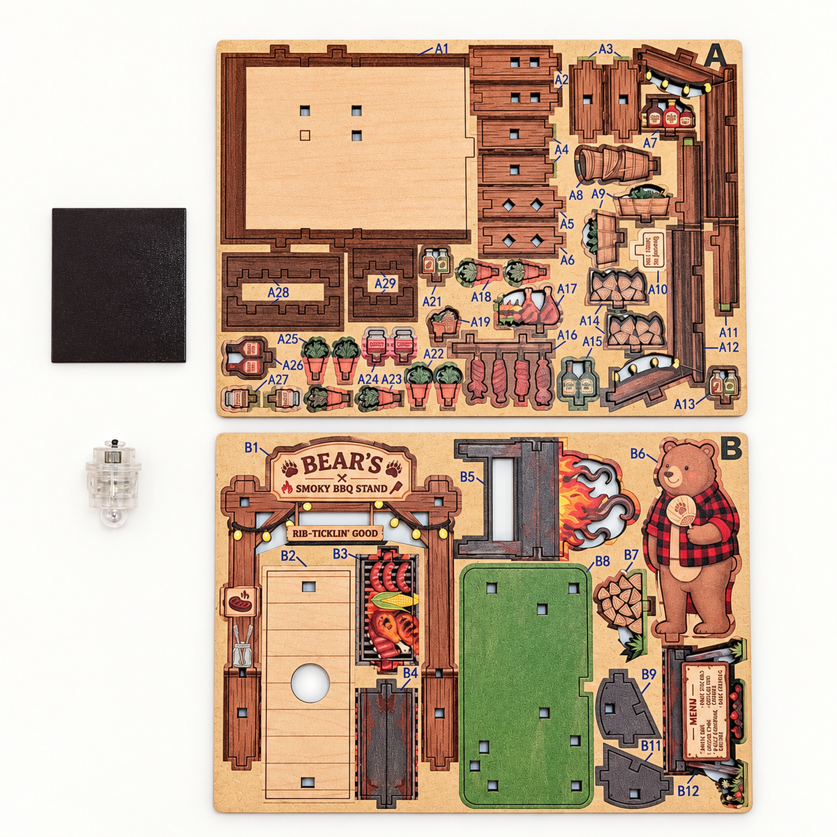 DIY Light-Up Bear's Smoky BBQ Stand Fridge Magnet Kit