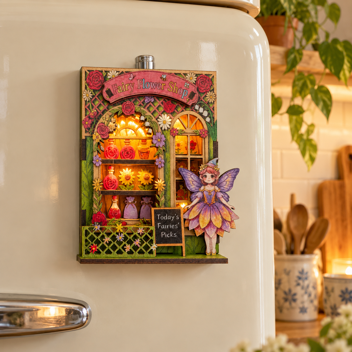 DIY Light-Up Fairy Flower Shop Fridge Magnet Kit