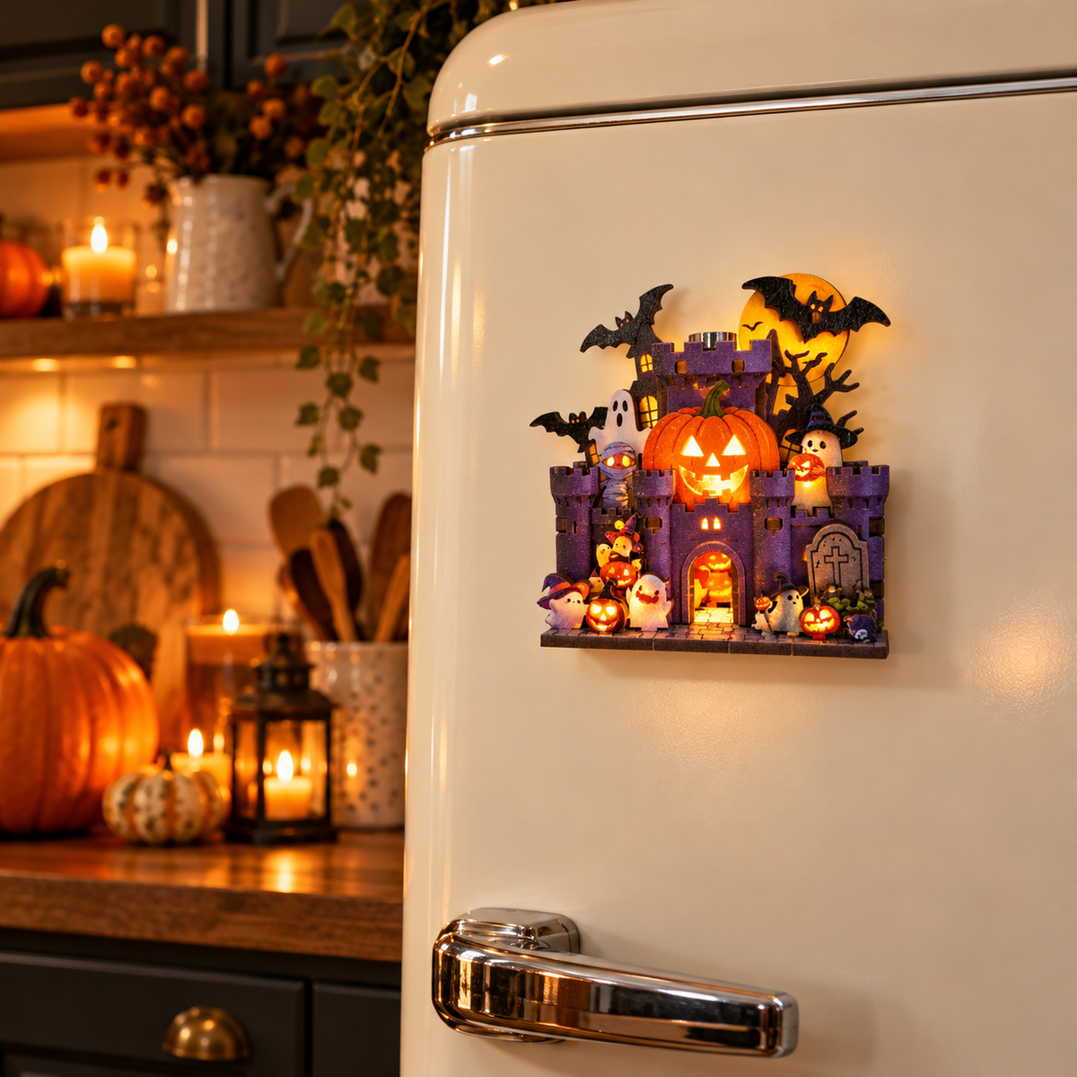 DIY Light-Up Halloween Haunted Castle Fridge Magnet Kit