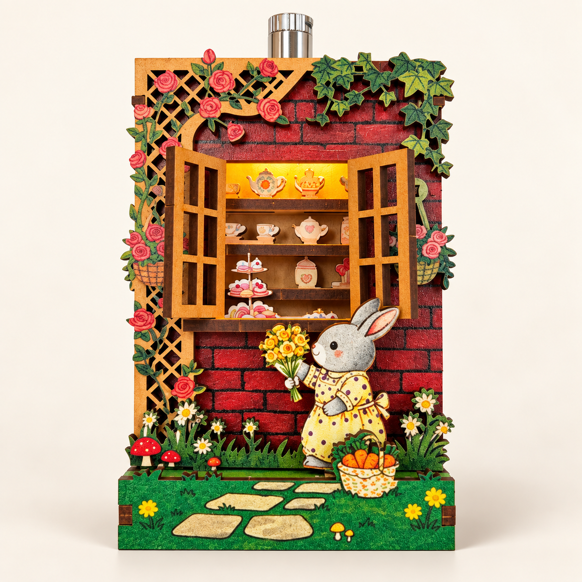 DIY Light-Up Bunny Garden Window Fridge Magnet Kit