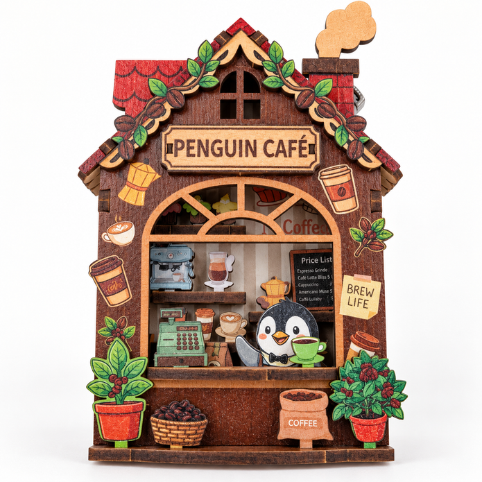 DIY Light-Up Penguin Café Fridge Magnet Kit
