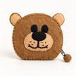 Felt brown bear coin purse front view