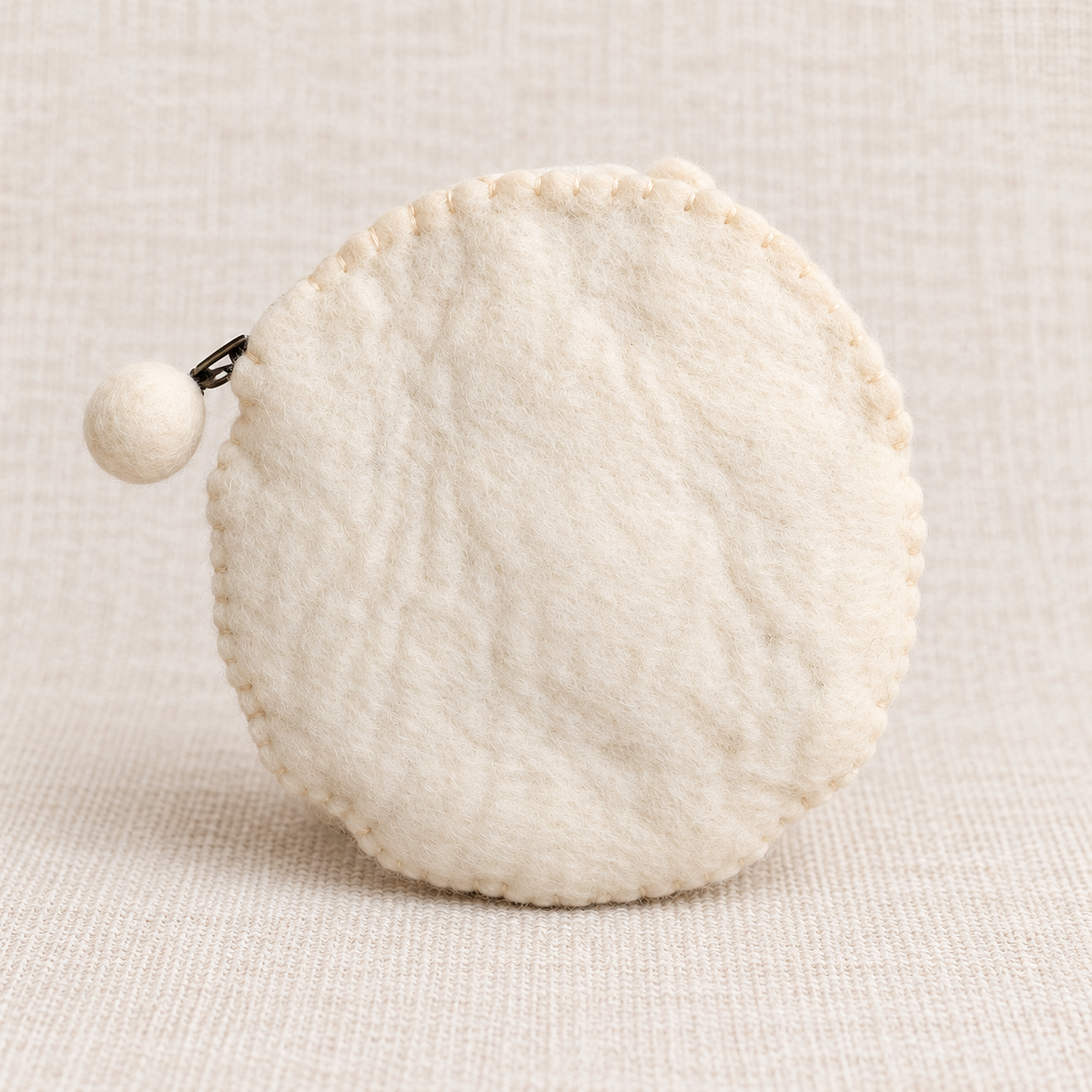 Handmade felt sheep coin purse back view