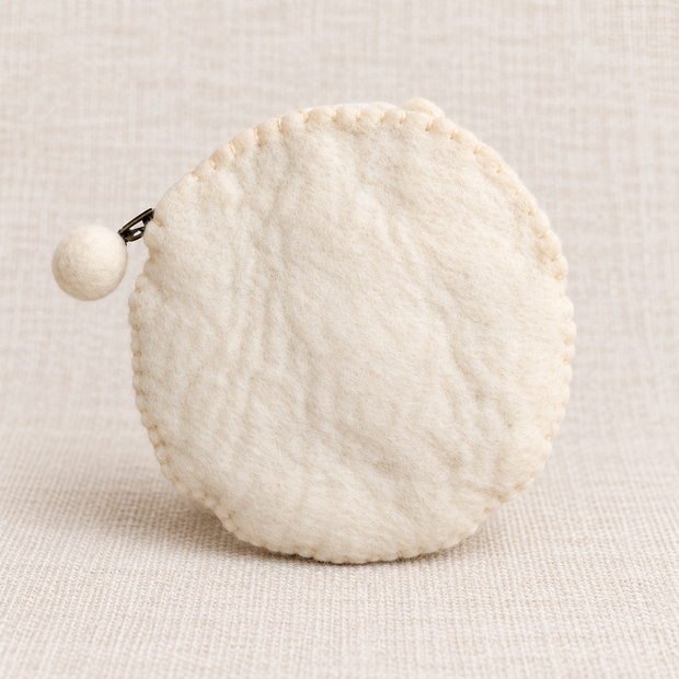 Handmade felt sheep coin purse back view