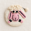 Handmade felt sheep coin purse front view