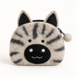 Felt tabby cat coin purse front view