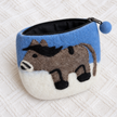 Galloping Pony Felt Coin Purse open with black lining