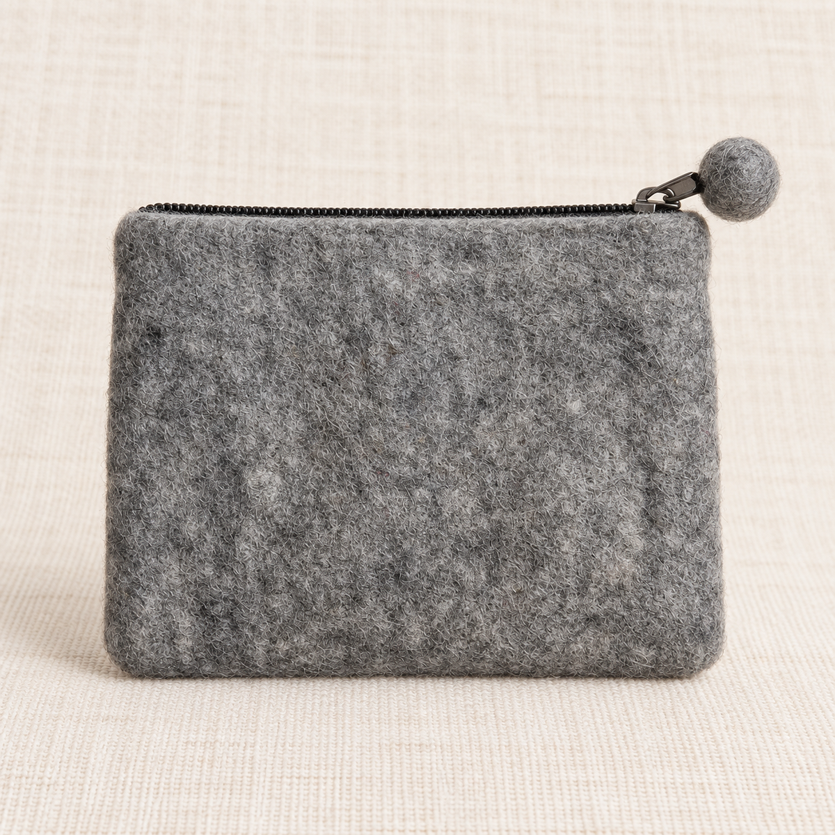 Plain grey reverse of spotted dog felt coin purse