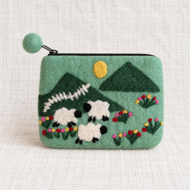 Mountain Sheep Felt Coin Purse front view