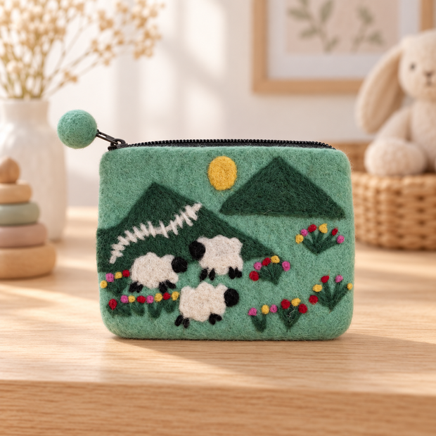 Mountain Sheep Felt Coin Purse lifestyle view