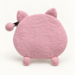 Plain back of pink felt pig coin purse with pom-pom zip pull