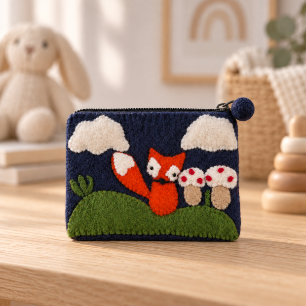 Woodland Fox Felt Coin Purse lifestyle view